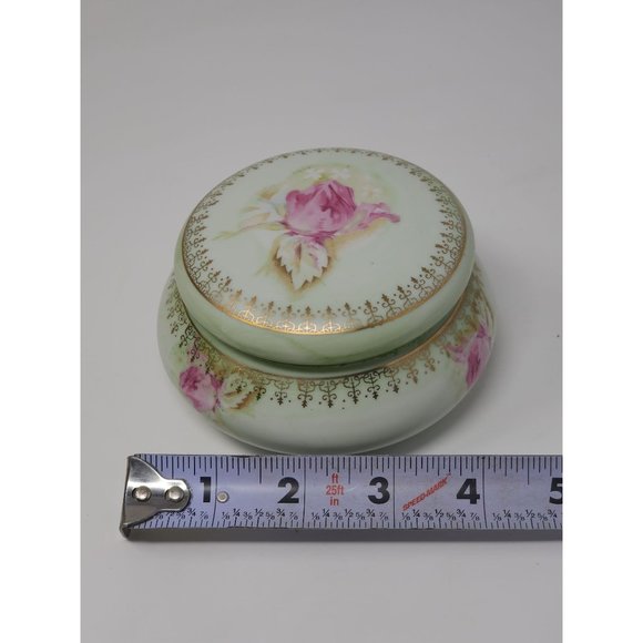 Antique Hand Painted Roses Nippon Powder/Trinket Bowl With Lid - Picture 10 of 11